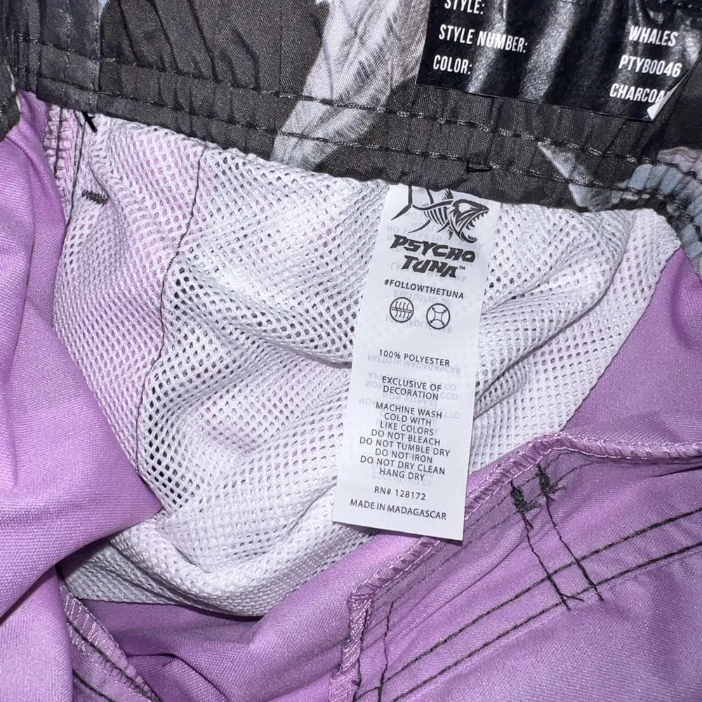 NWT Psycho Tuna Medium‎ Whale Print Charcoal  Board Shorts Swim Trunks